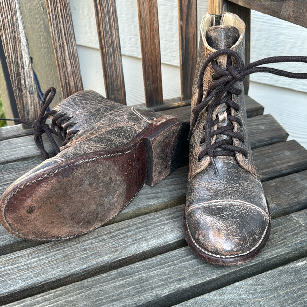 Bed Stu Laurel Distressed Combat Boot Size 7.5 - Picture 2 of 7
